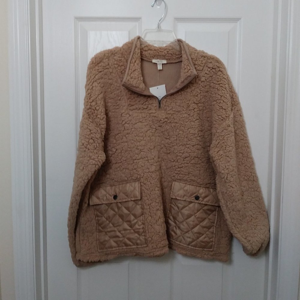 Como Blue Cozy Sherpa Zipper Pullover XL